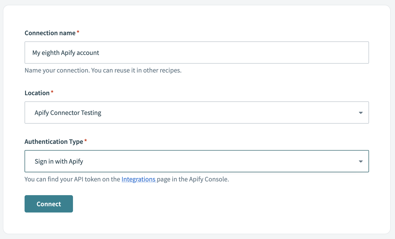 Screenshot of the Workato OAuth 2.0 authentication interface