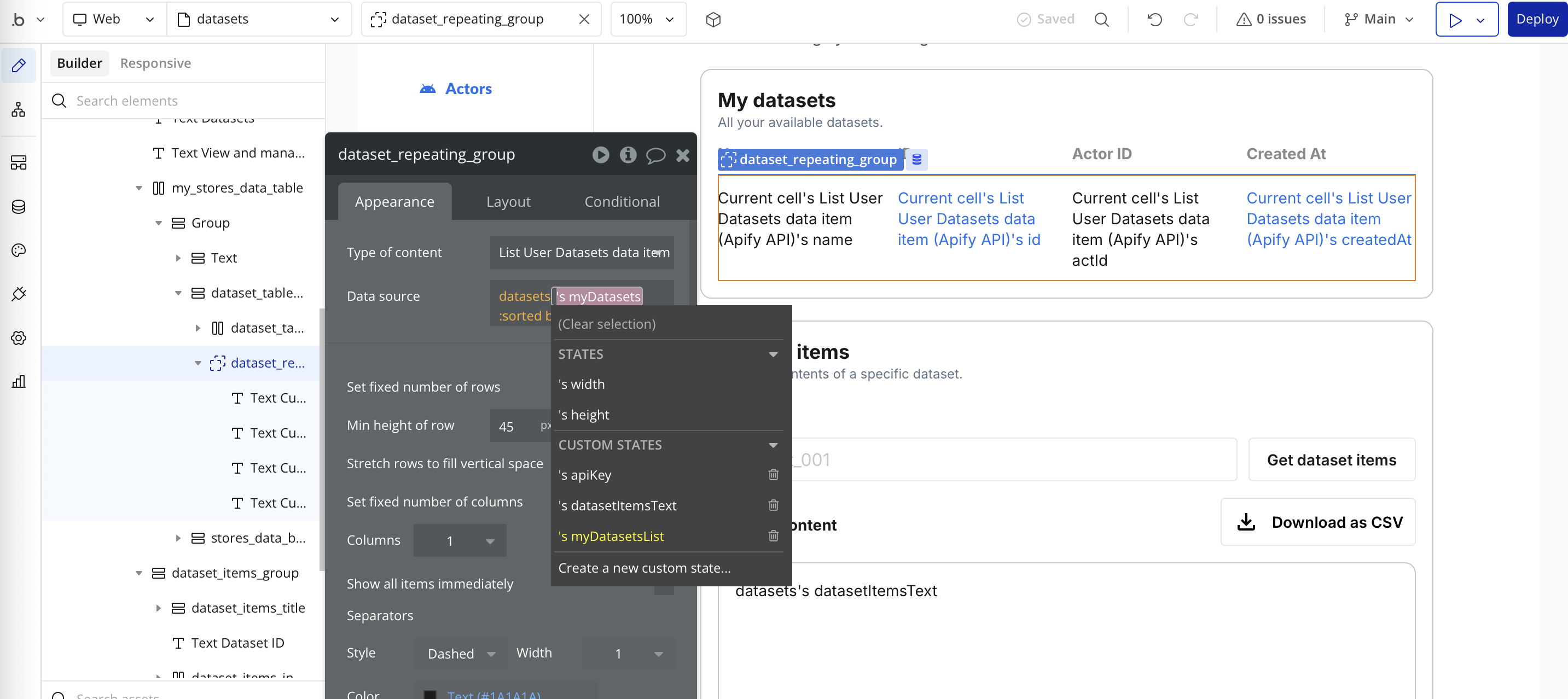 Step 3 - Repeating group data source